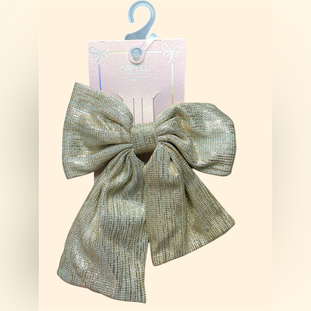 Capelli New York Gold Hair Bow NWT